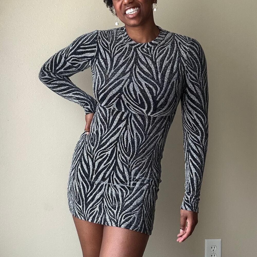 Allsaints Black and Silver Amaya Mini Dress US Size 4